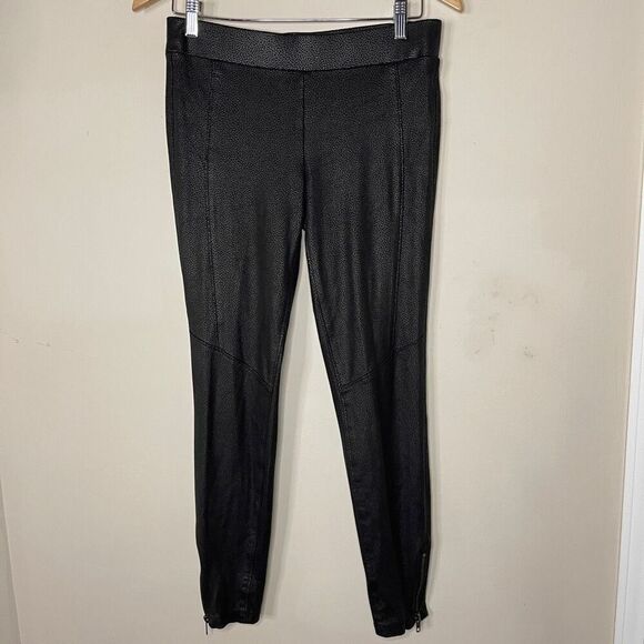 JESSICA SIMPSON Black Faux‎ Leather Leggings Zippered Ankle, Size Small - Picture 1 of 9